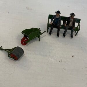 Vintage Green and Red Action Figure Set with Accessories